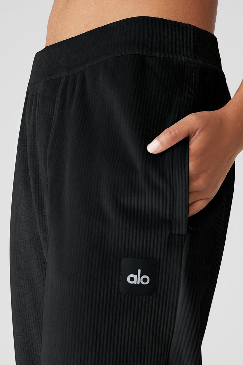 Black Women Alo Yoga Velour Baller Pant | Australia  65423-PVQT