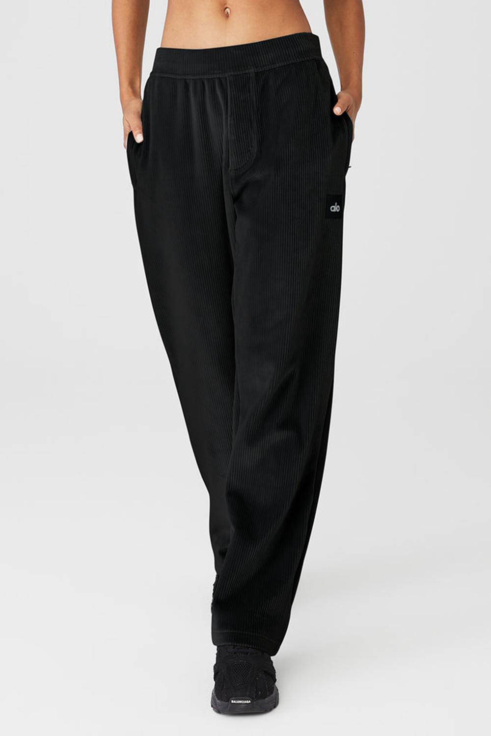 Black Women Alo Yoga Velour Baller Pant | Australia  65423-PVQT