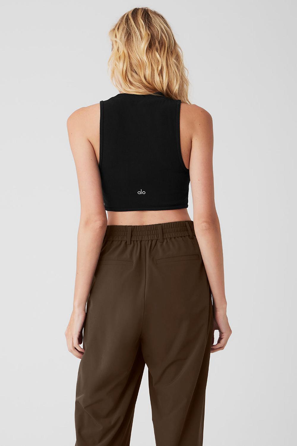 Black Women Alo Yoga Wellness Rib Flaunt Tank | Australia  09825-NJRK