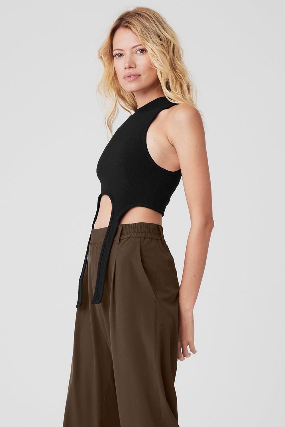 Black Women Alo Yoga Wellness Rib Flaunt Tank | Australia  09825-NJRK