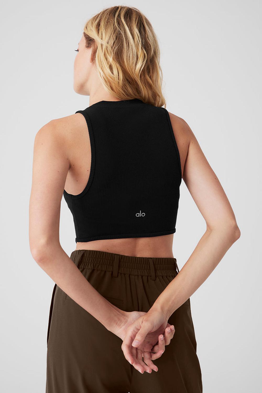 Black Women Alo Yoga Wellness Rib Flaunt Tank | Australia  09825-NJRK