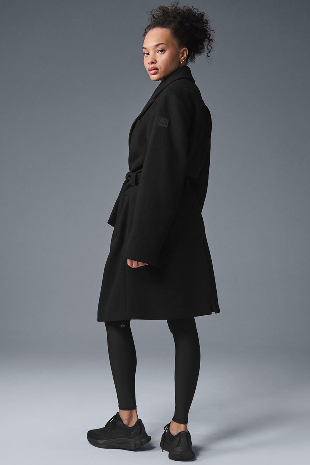 Black Women Alo Yoga Wool Gameday Overcoat | Australia  29843-EINO