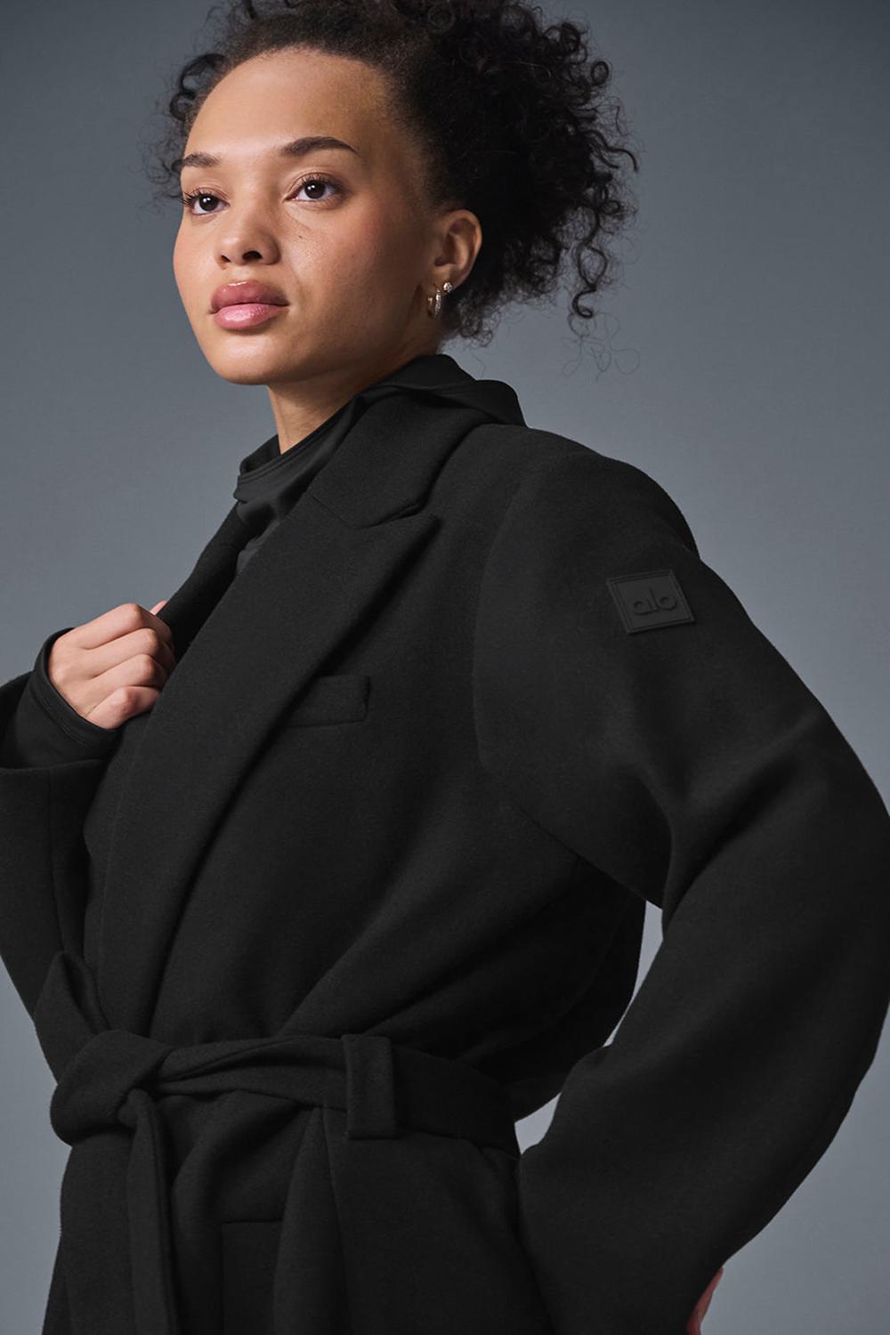 Black Women Alo Yoga Wool Gameday Overcoat | Australia  29843-EINO