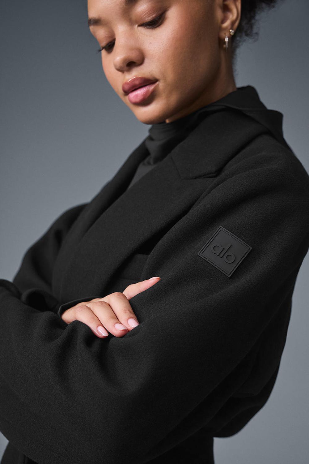 Black Women Alo Yoga Wool Gameday Overcoat | Australia  29843-EINO
