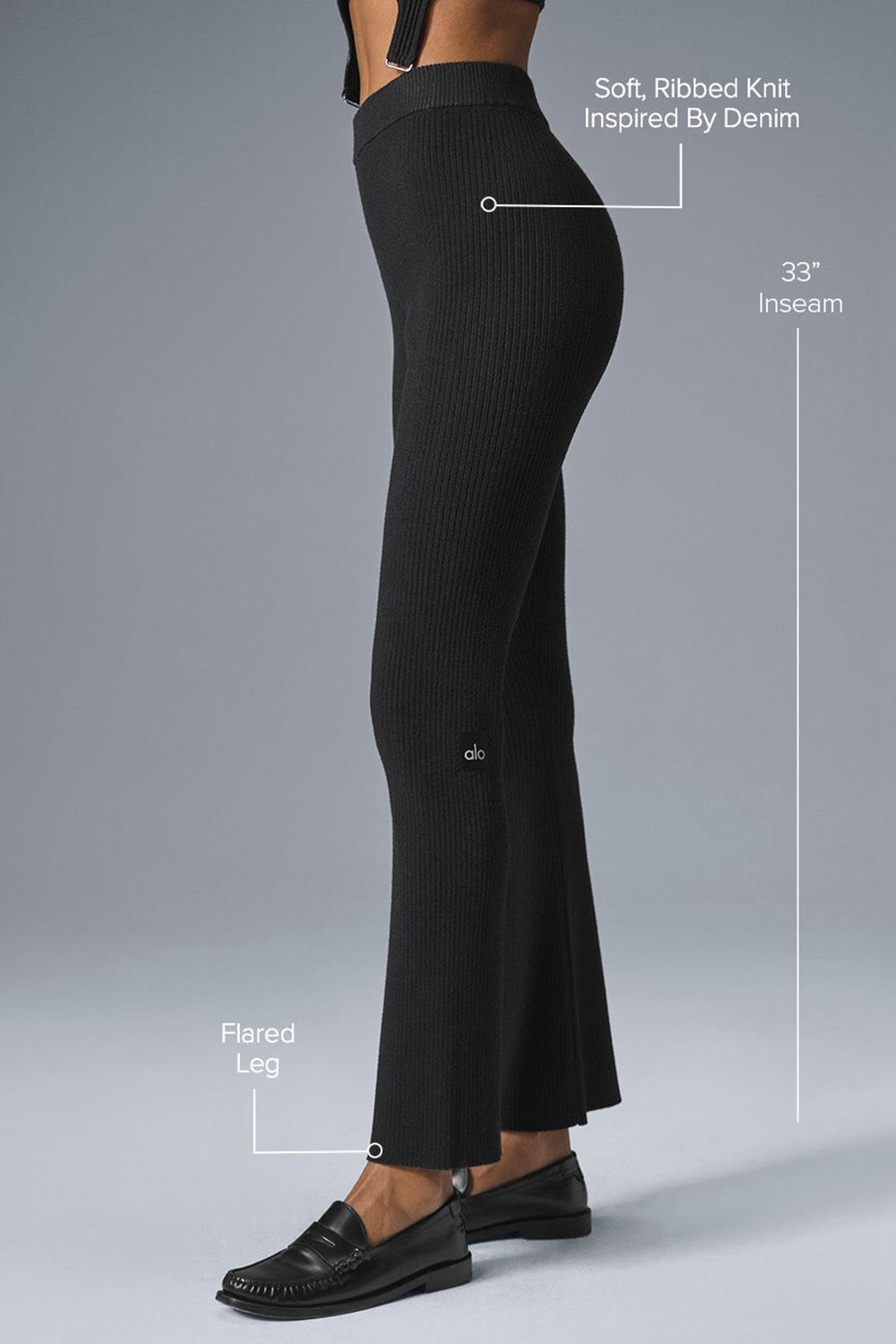 Black / Anthracite Women Alo Yoga Denim Knit High-Waist Flare Pant | Australia  85679-ONCK