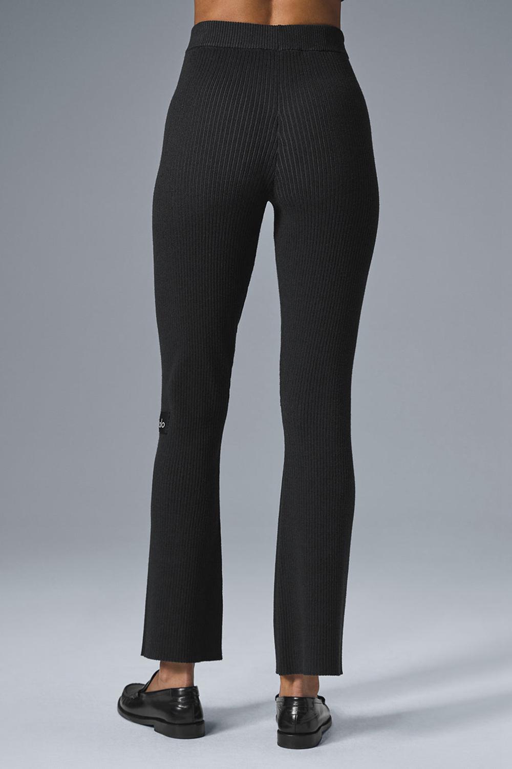 Black / Anthracite Women Alo Yoga Denim Knit High-Waist Flare Pant | Australia  85679-ONCK