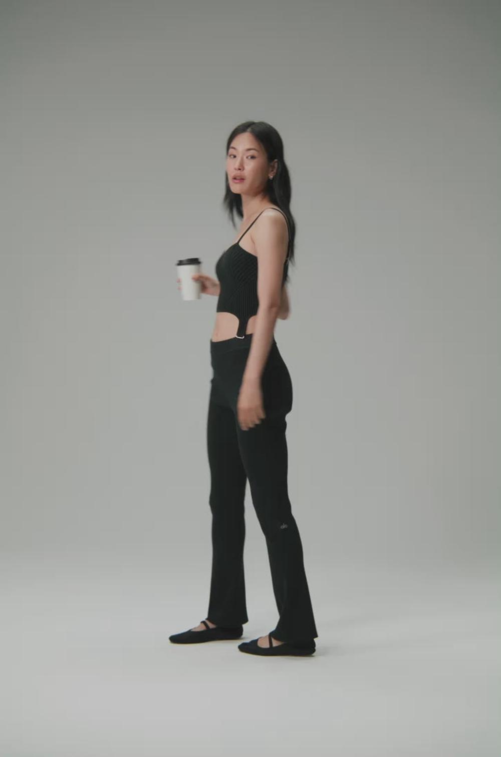 Black / Anthracite Women Alo Yoga Denim Knit High-Waist Flare Pant | Australia  85679-ONCK