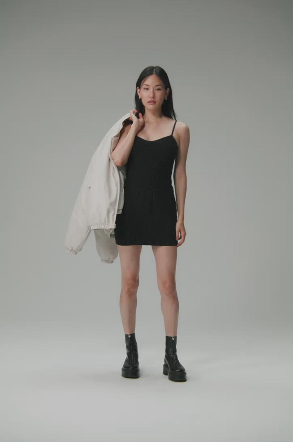 Black / Anthracite Women Alo Yoga Denim Knit Mini Dress | Australia  78364-GMKE