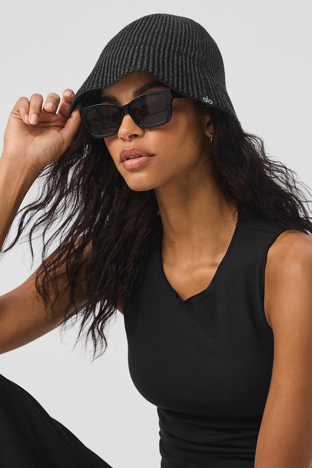 Black / Anthracite Women Alo Yoga Denim Knit Cloche | Australia  60581-MUNY