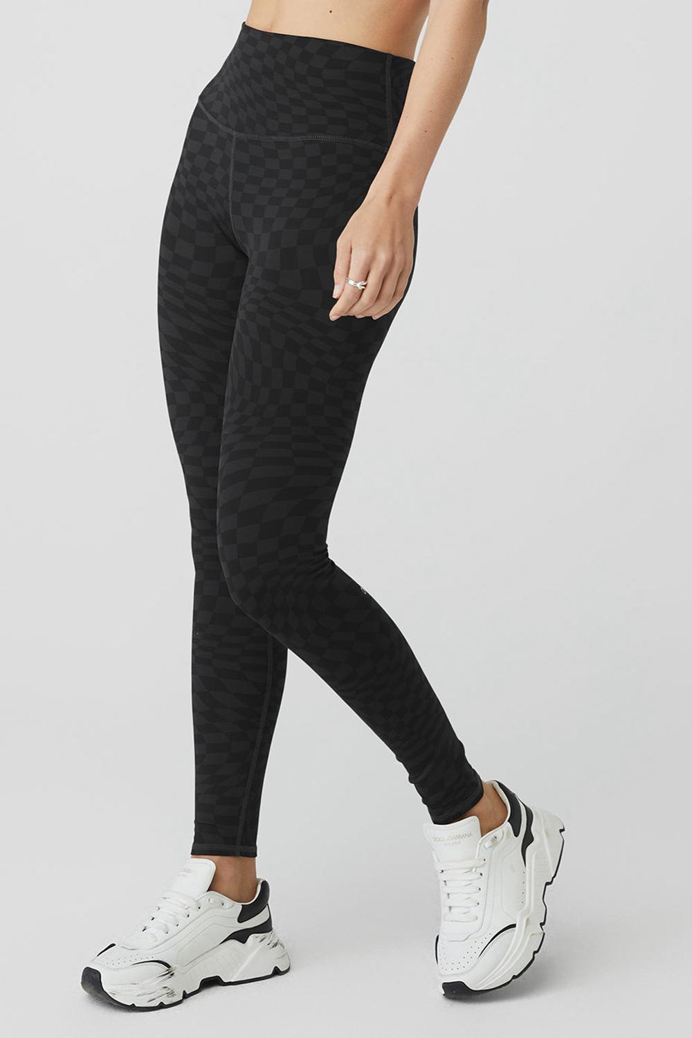 Black / Anthracite Women Alo Yoga Jacquard High-Waist Checkered Legging | Australia  29467-NCUJ