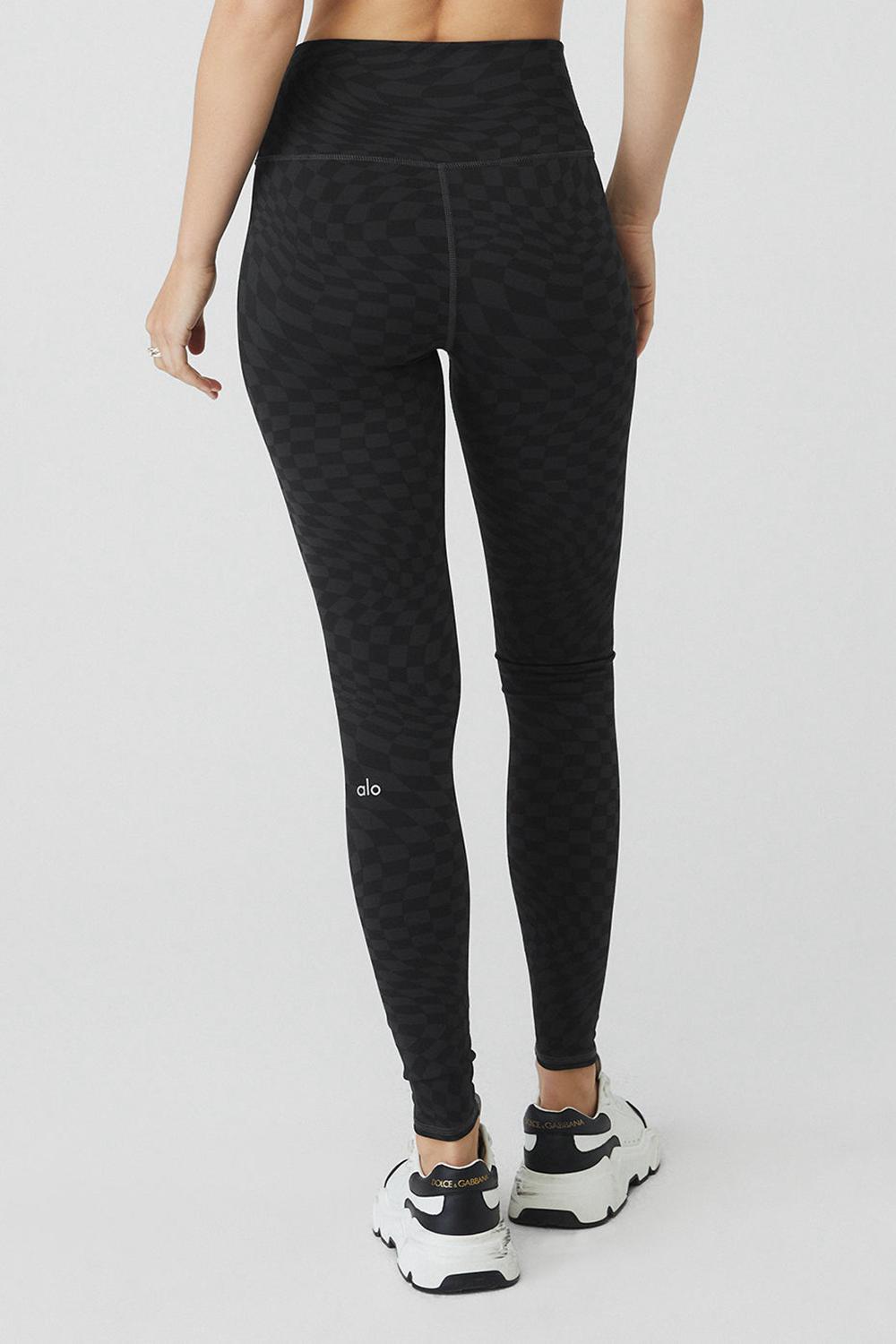 Black / Anthracite Women Alo Yoga Jacquard High-Waist Checkered Legging | Australia  29467-NCUJ