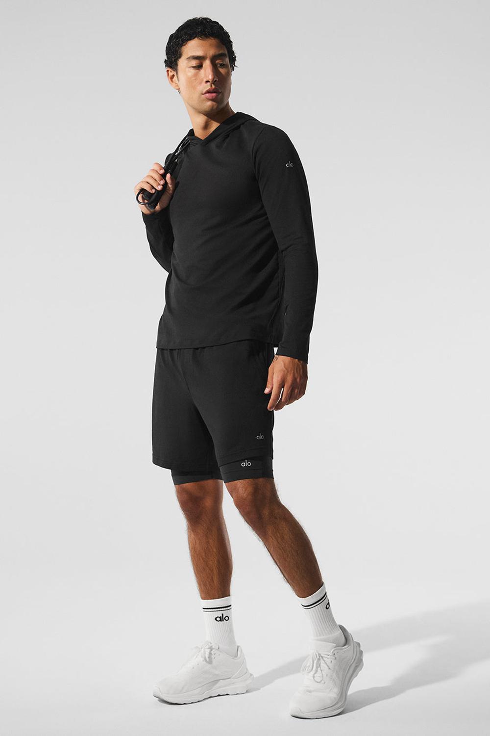 Black / Black Men Alo Yoga Conquer React 2-In-1 Performance Short | Australia  29847-REIP
