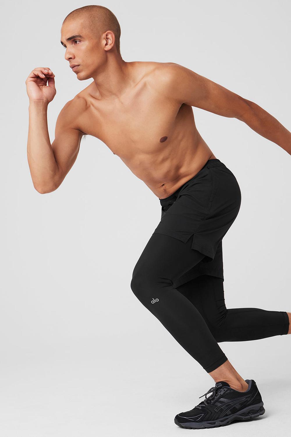 Black / Black Men Alo Yoga Stability 2-In-1 Pant | Australia  84736-MKBF