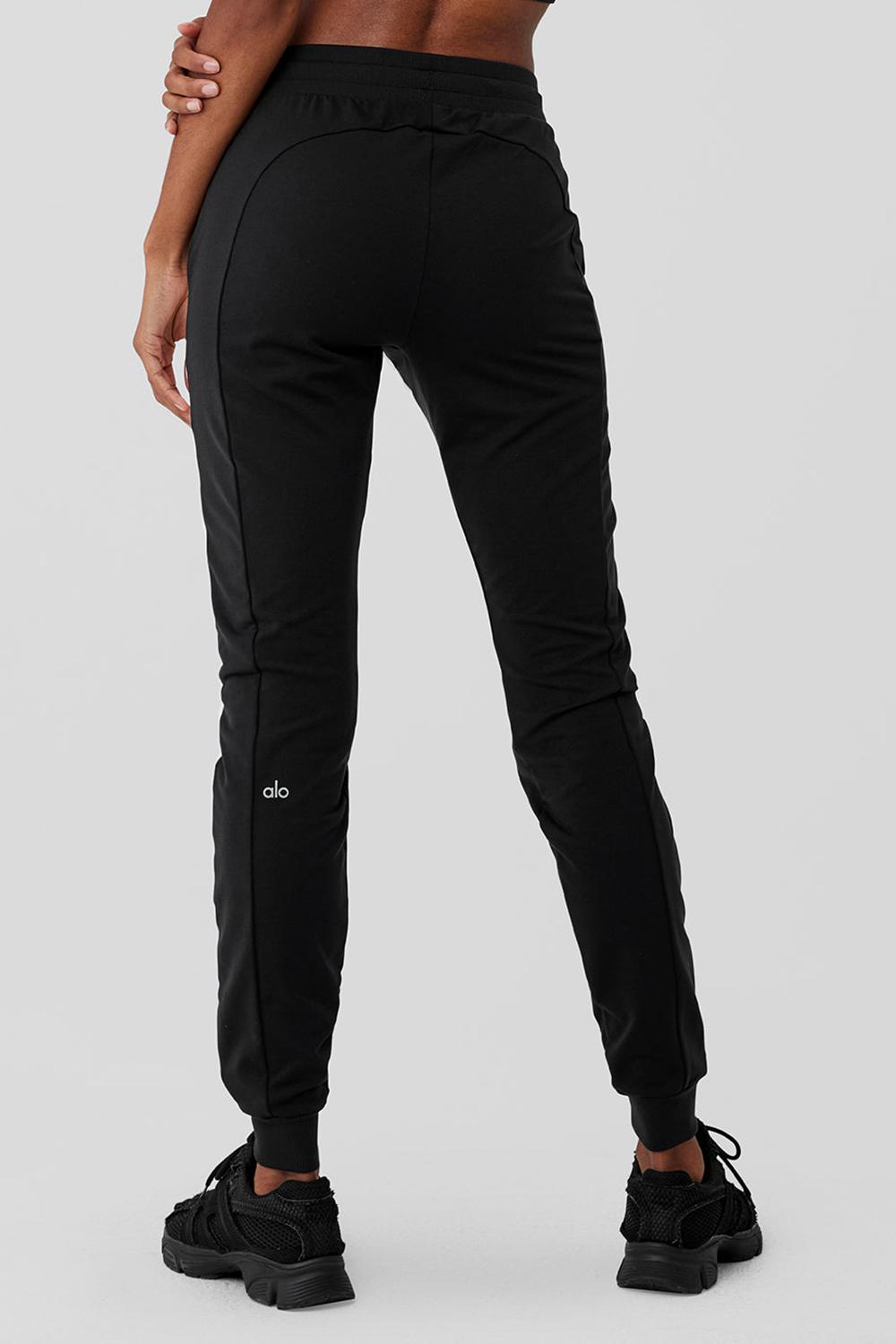 Black / Ivory Women Alo Yoga Airbrush Winter Warm High-Waist Moto Pant | Australia  07869-RFKG