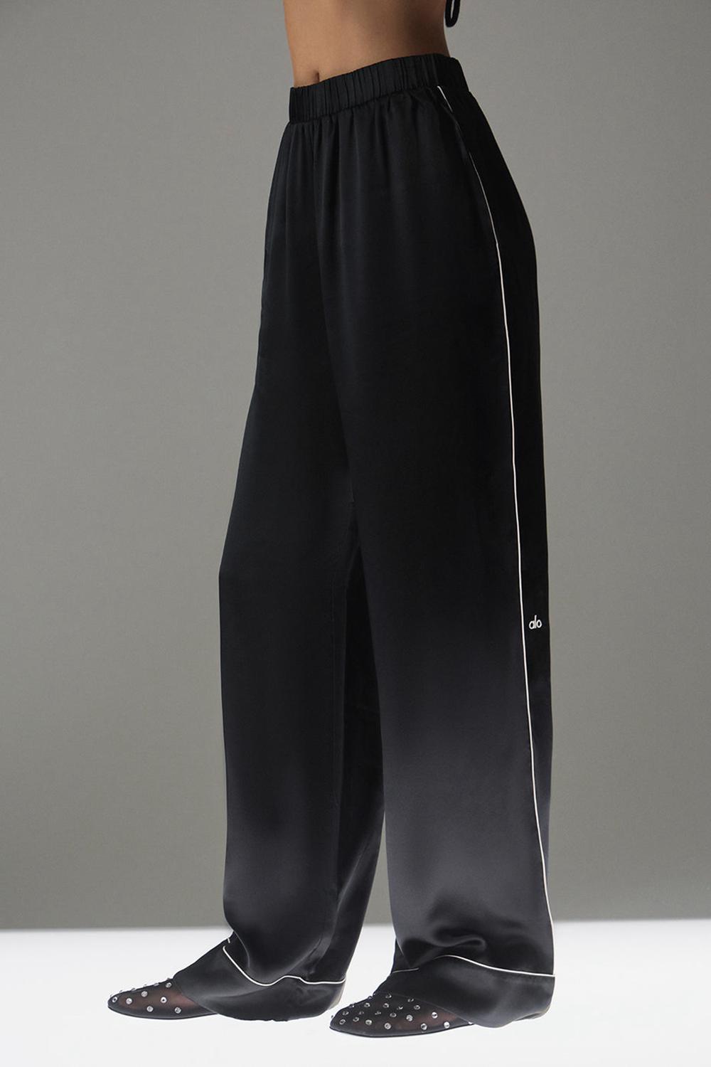 Black / Ivory Women Alo Yoga Courchevel Silk Pant | Australia  63547-RLTX