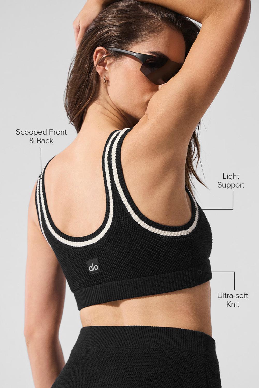 Black / Ivory Women Alo Yoga Tennis Club Sweater Knit Bra | Australia  36947-ANVE