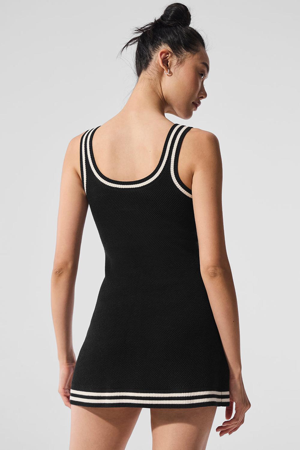 Black / Ivory Women Alo Yoga Tennis Club Sweater Knit Dress | Australia  63970-JKOE