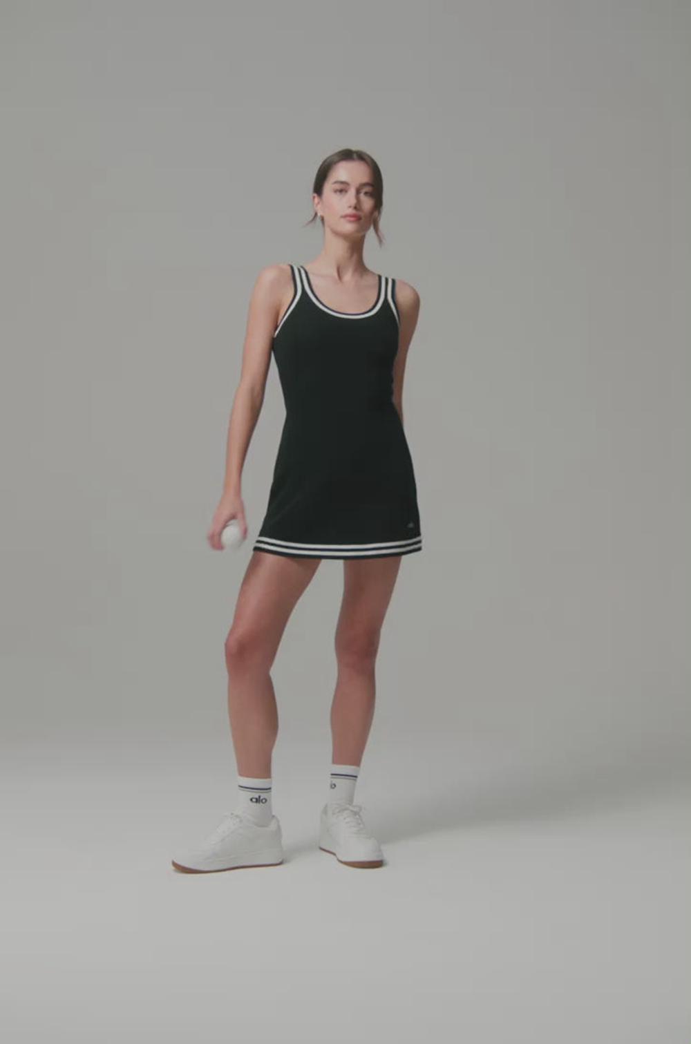Black / Ivory Women Alo Yoga Tennis Club Sweater Knit Dress | Australia  63970-JKOE