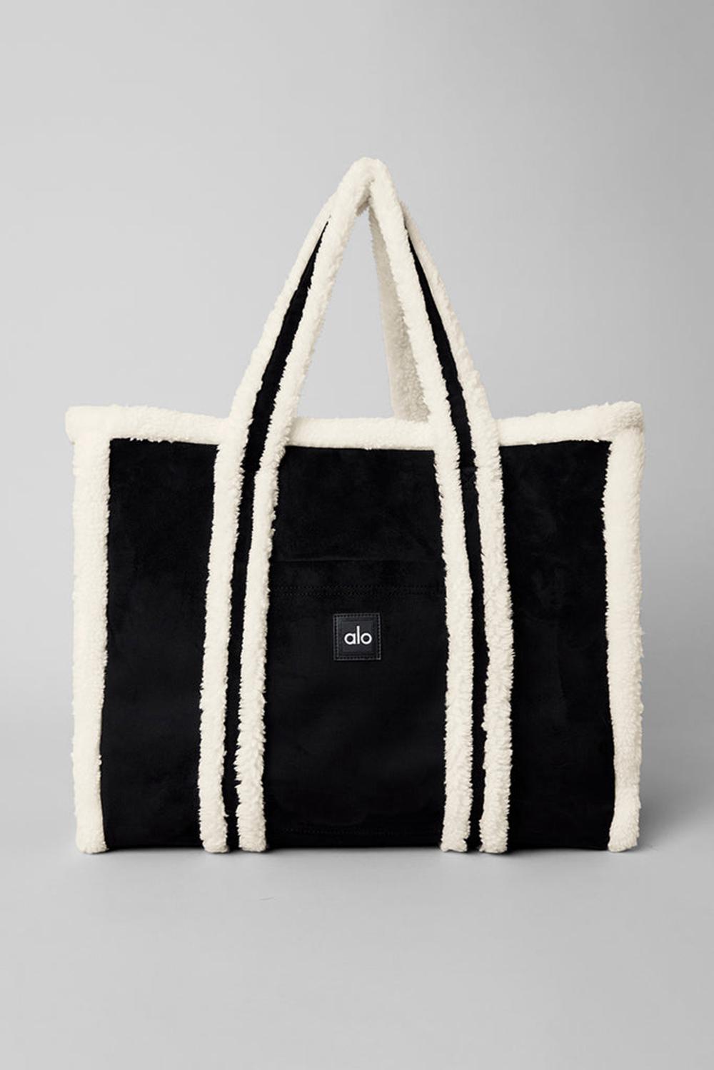 Black / Ivory Women Alo Yoga Winterfun Tote Bag | Australia  46705-CZGF