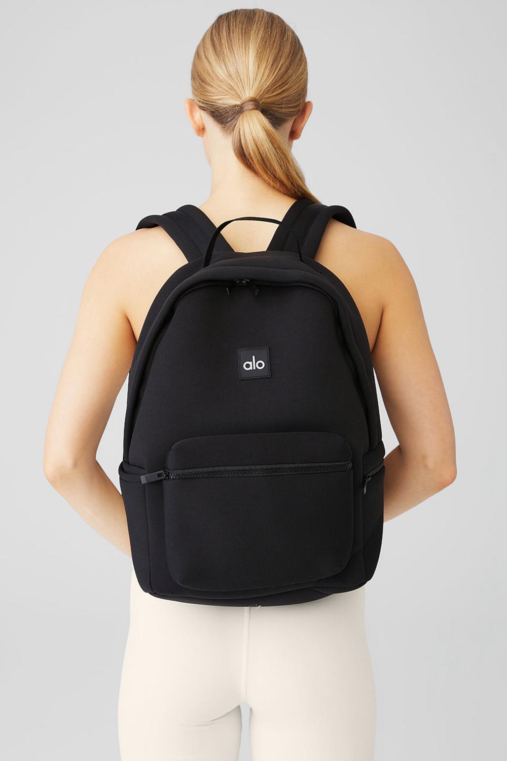 Black / Silver Women Alo Yoga Stow Backpack | Australia  32801-GMPK