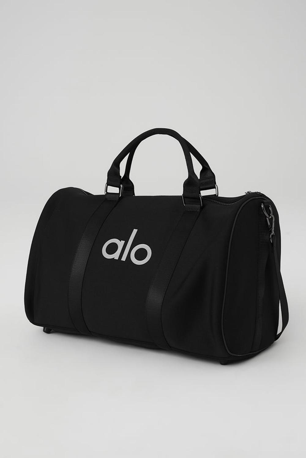 Black / Silver Women Alo Yoga Traverse Duffle Bag | Australia  91037-EONK