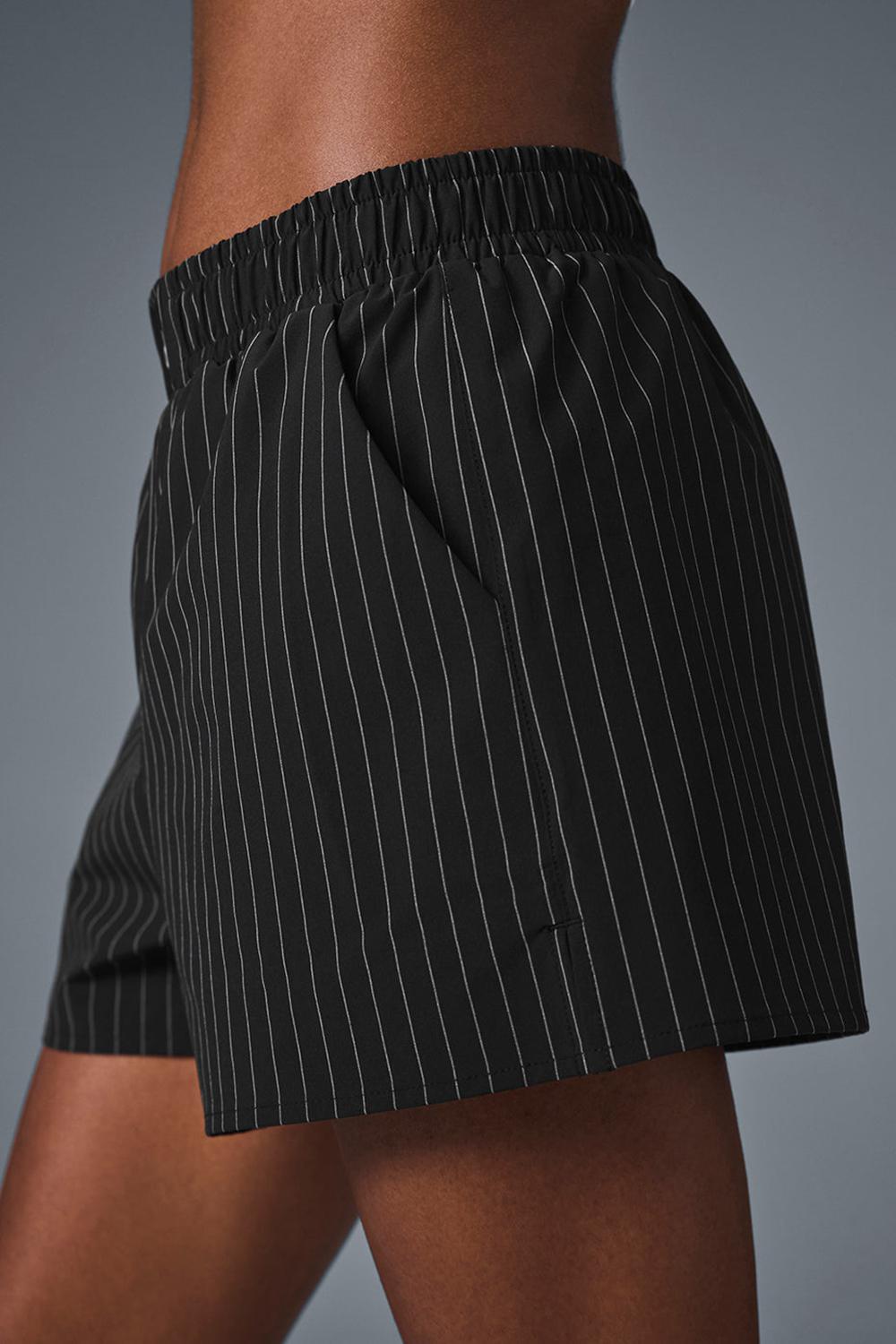 Black / Titanium Women Alo Yoga Pinstripe Daylight Boxer | Australia  45730-QPXM