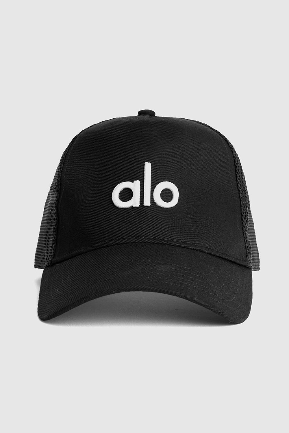 Black / White Men Alo Yoga District Trucker Hat | Australia  46532-MXSG