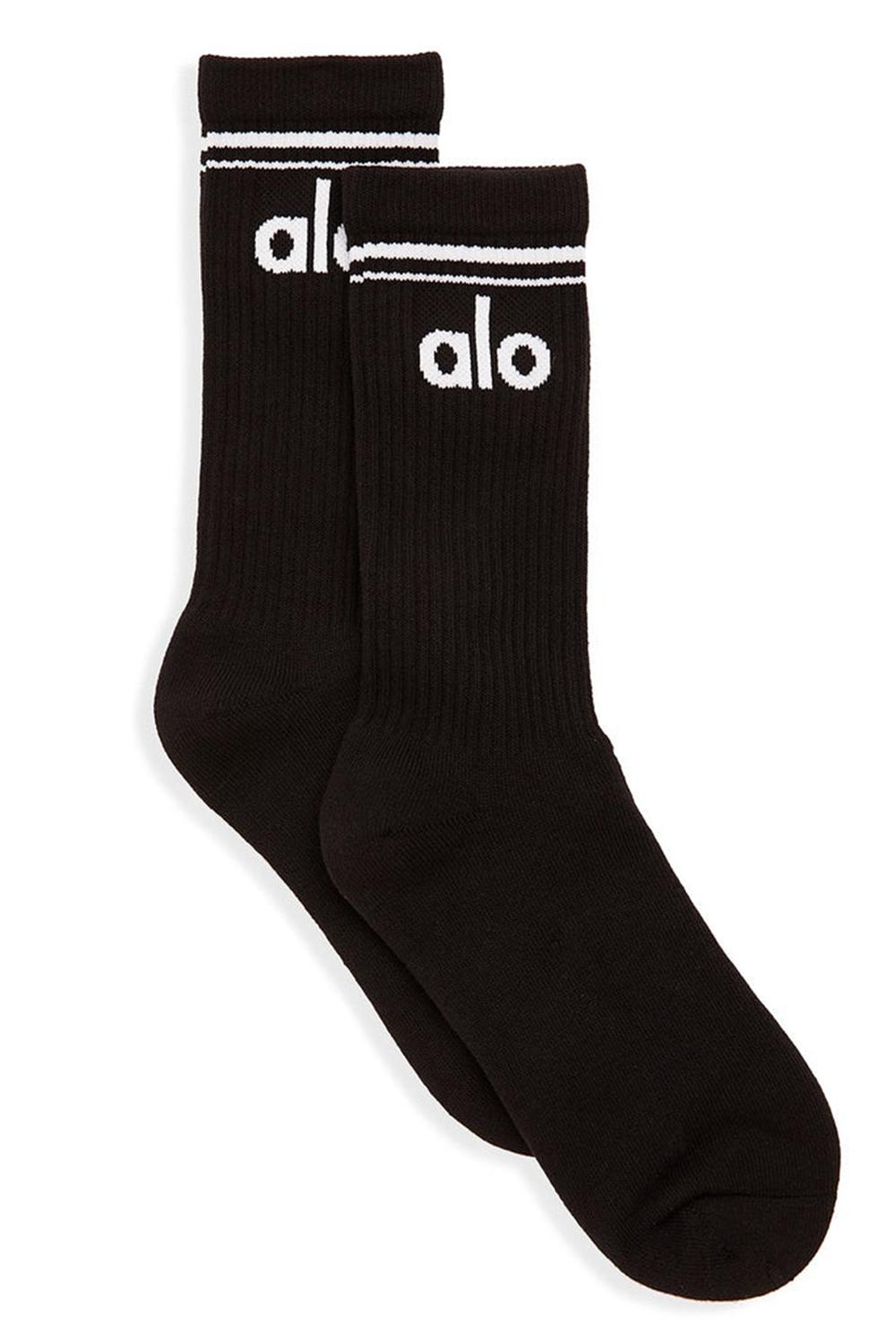Black / White Men Alo Yoga Unisex Throwback Sock | Australia  69457-GKFO