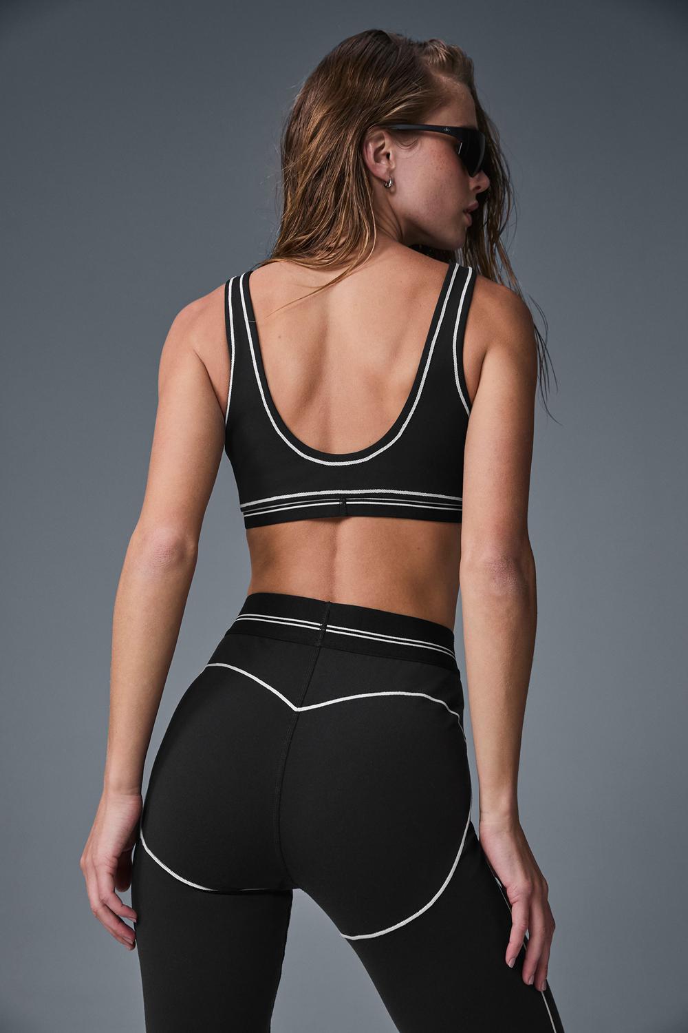 Black / White Women Alo Yoga Airbrush Heart Throb Bra | Australia  81349-OQHI