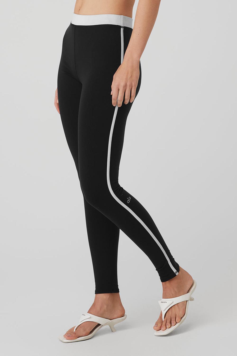 Black / White Women Alo Yoga Airbrush High-Waist Streamlined Legging | Australia  12865-THWY
