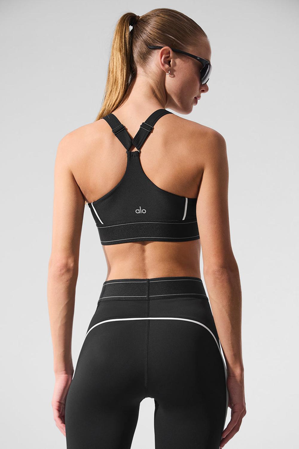 Black / White Women Alo Yoga Airlift Suit Up Bra | Australia  06941-TLFR