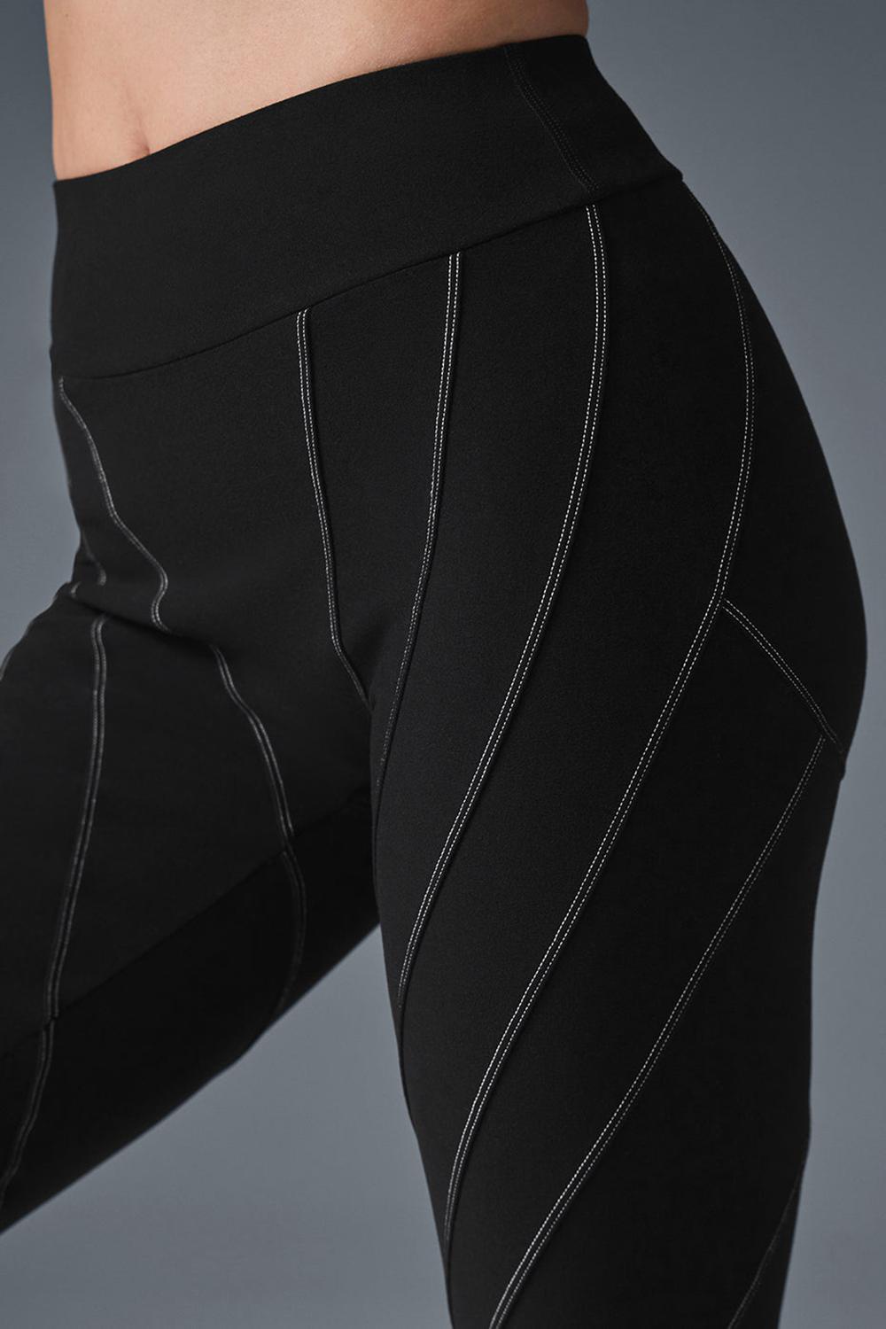 Black / White Women Alo Yoga Alosoft High-Waist Sunray Legging | Australia  83570-AZBD