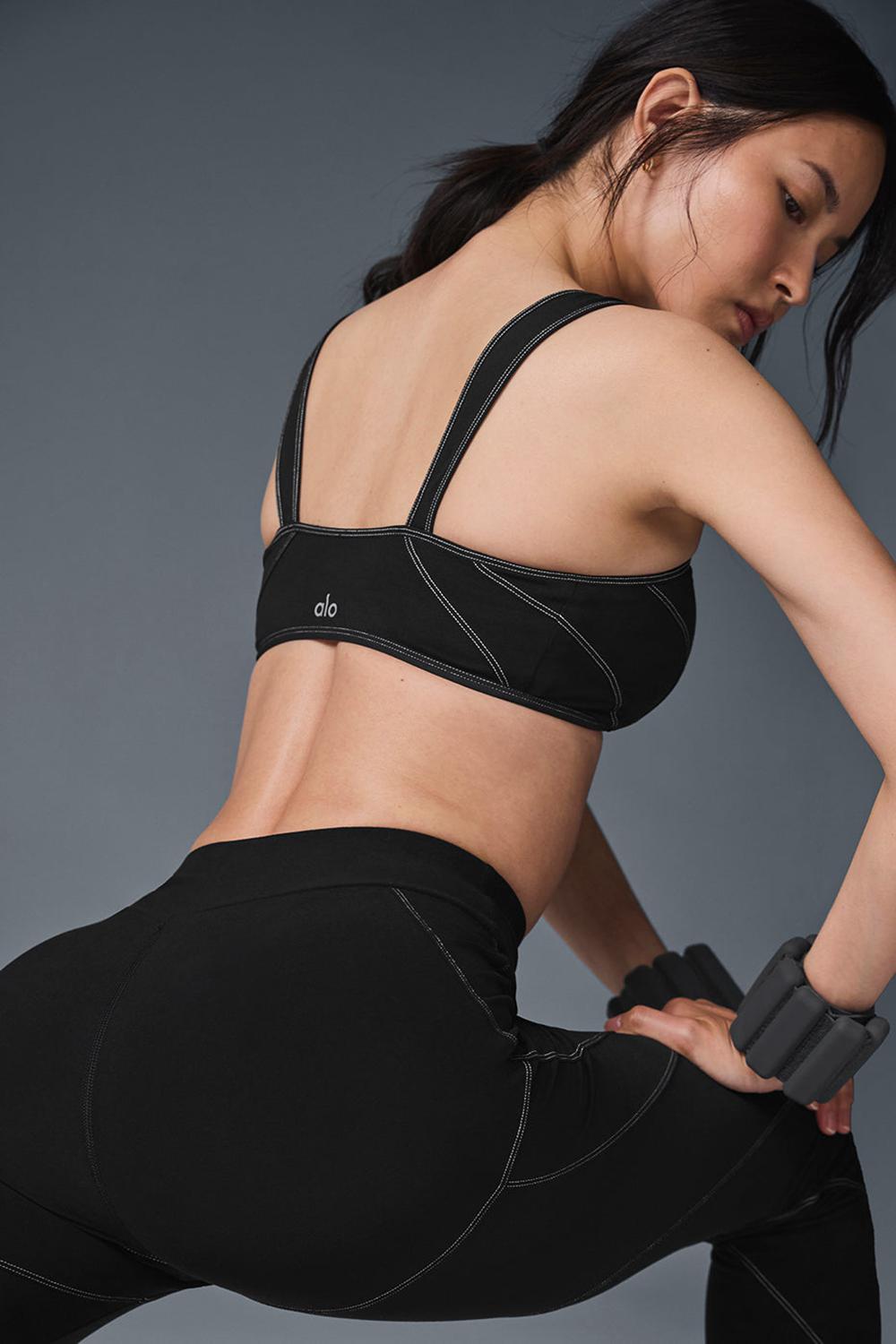 Black / White Women Alo Yoga Alosoft Sunray Bra | Australia  63457-ILMR