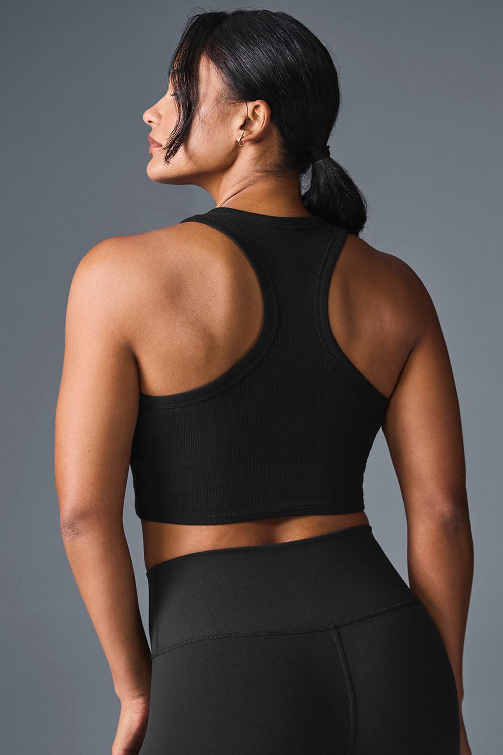 Black / White Women Alo Yoga Aspire Tank | Australia  34910-OFMD
