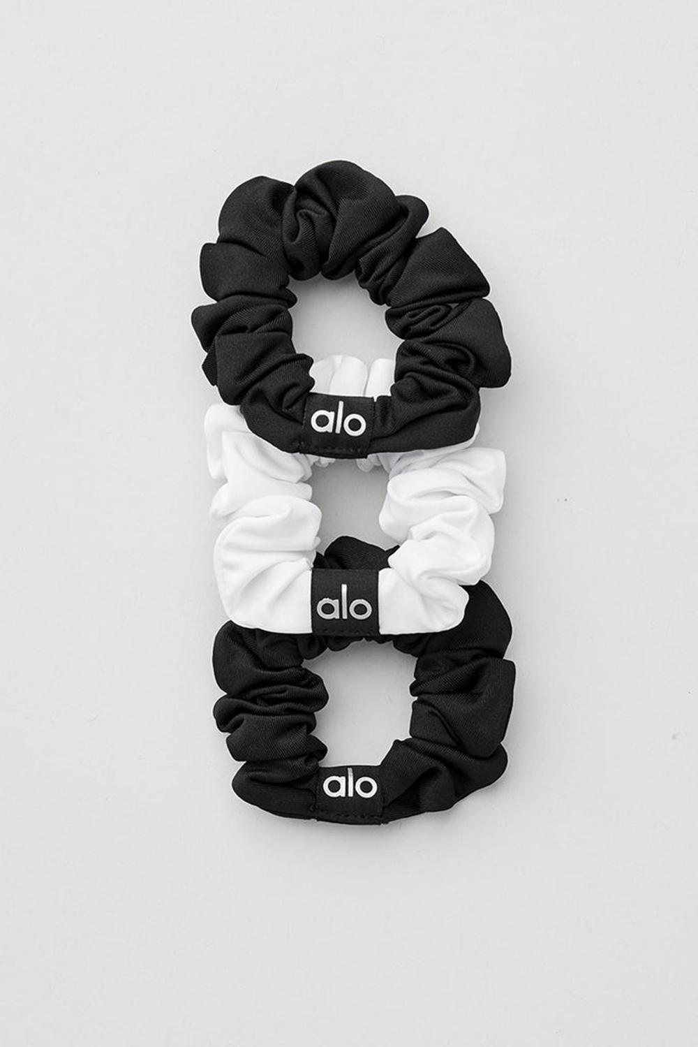 Black / White Women Alo Yoga Fresh Mini (3-Pack) Scrunchie | Australia  13908-OPNM