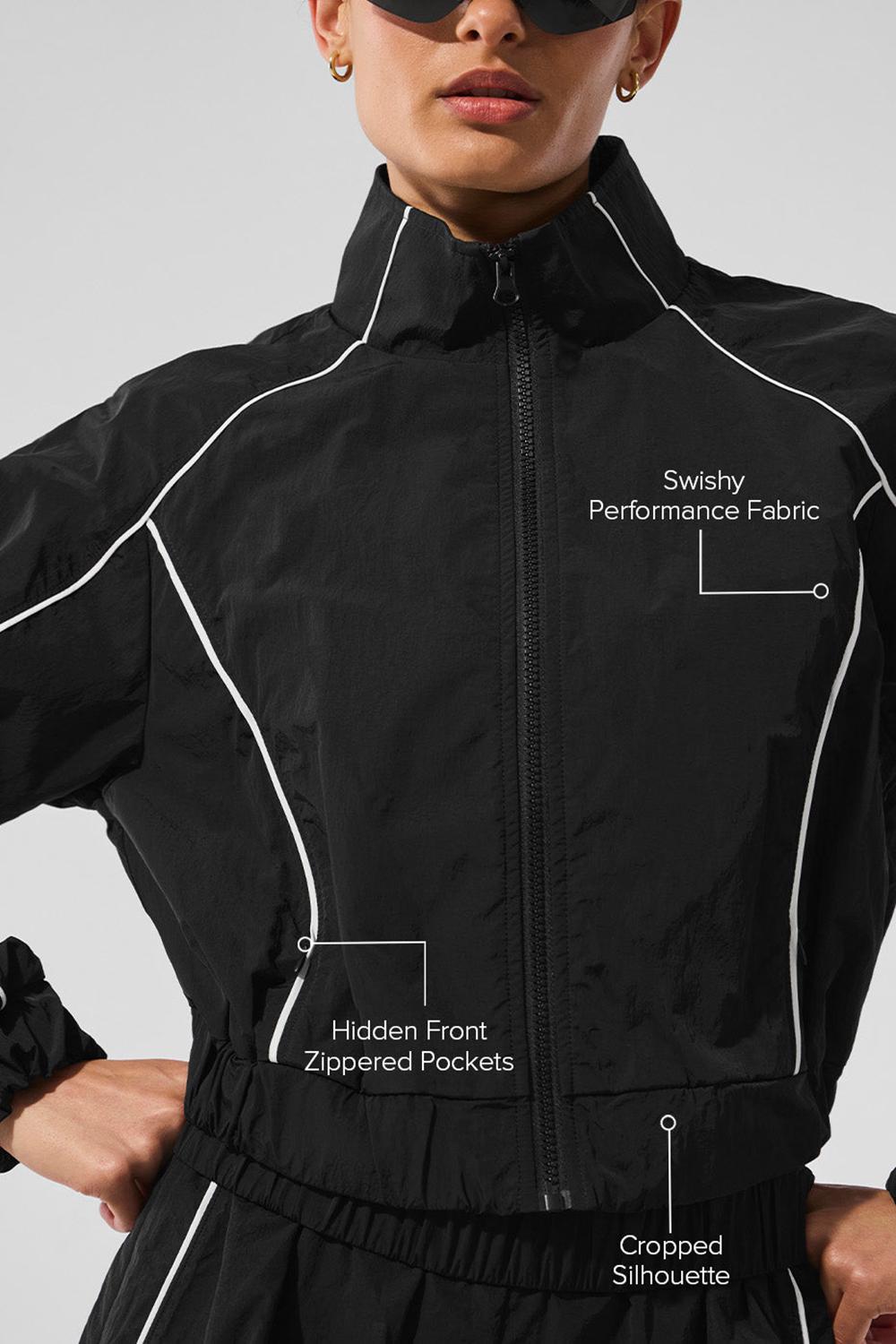 Black / White Women Alo Yoga Motivate Full-Zip Track Jacket | Australia  30687-KQDN