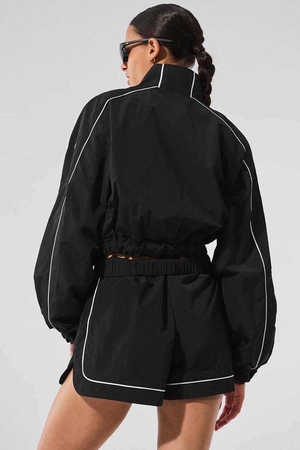 Black / White Women Alo Yoga Motivate Full-Zip Track Jacket | Australia  30687-KQDN