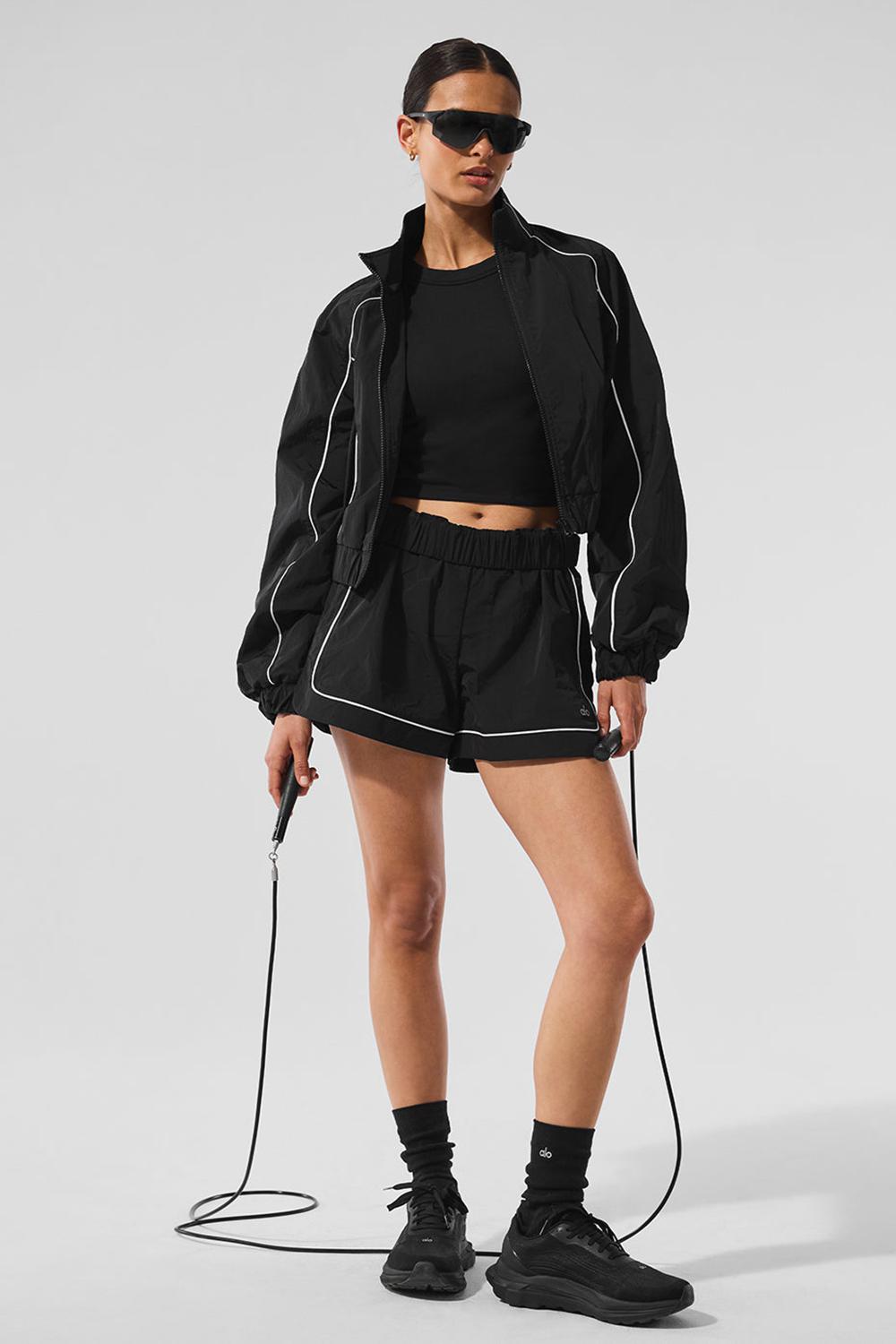 Black / White Women Alo Yoga Motivate Track Short | Australia  42789-LSMR