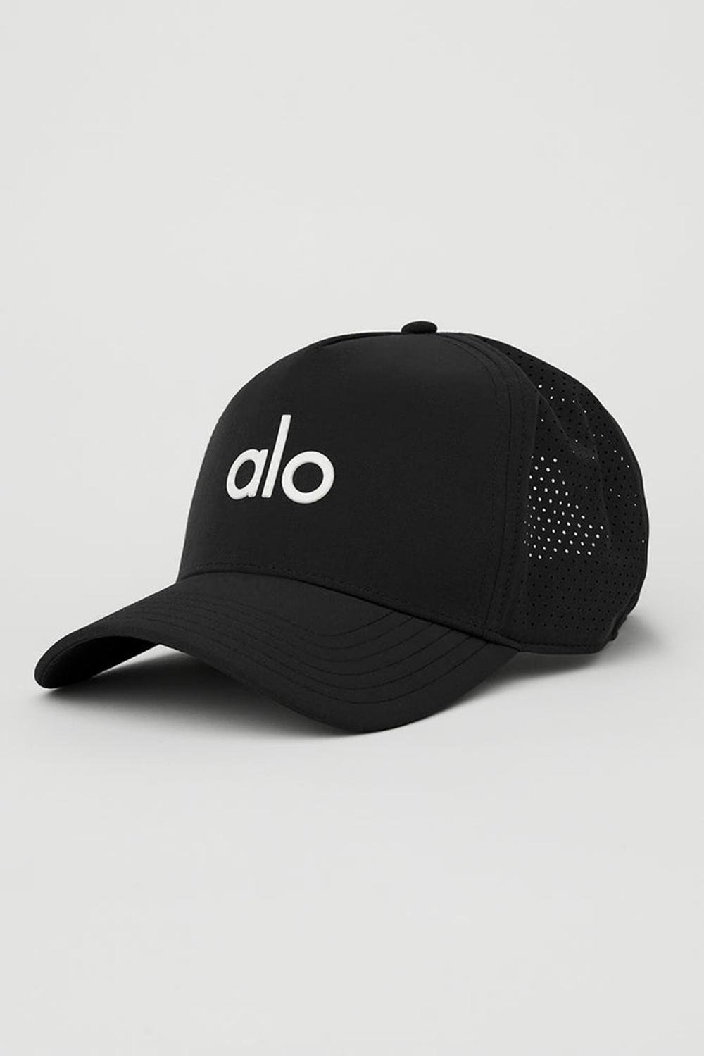 Black / White Women Alo Yoga Performance District Trucker Hat | Australia  21504-TPYC