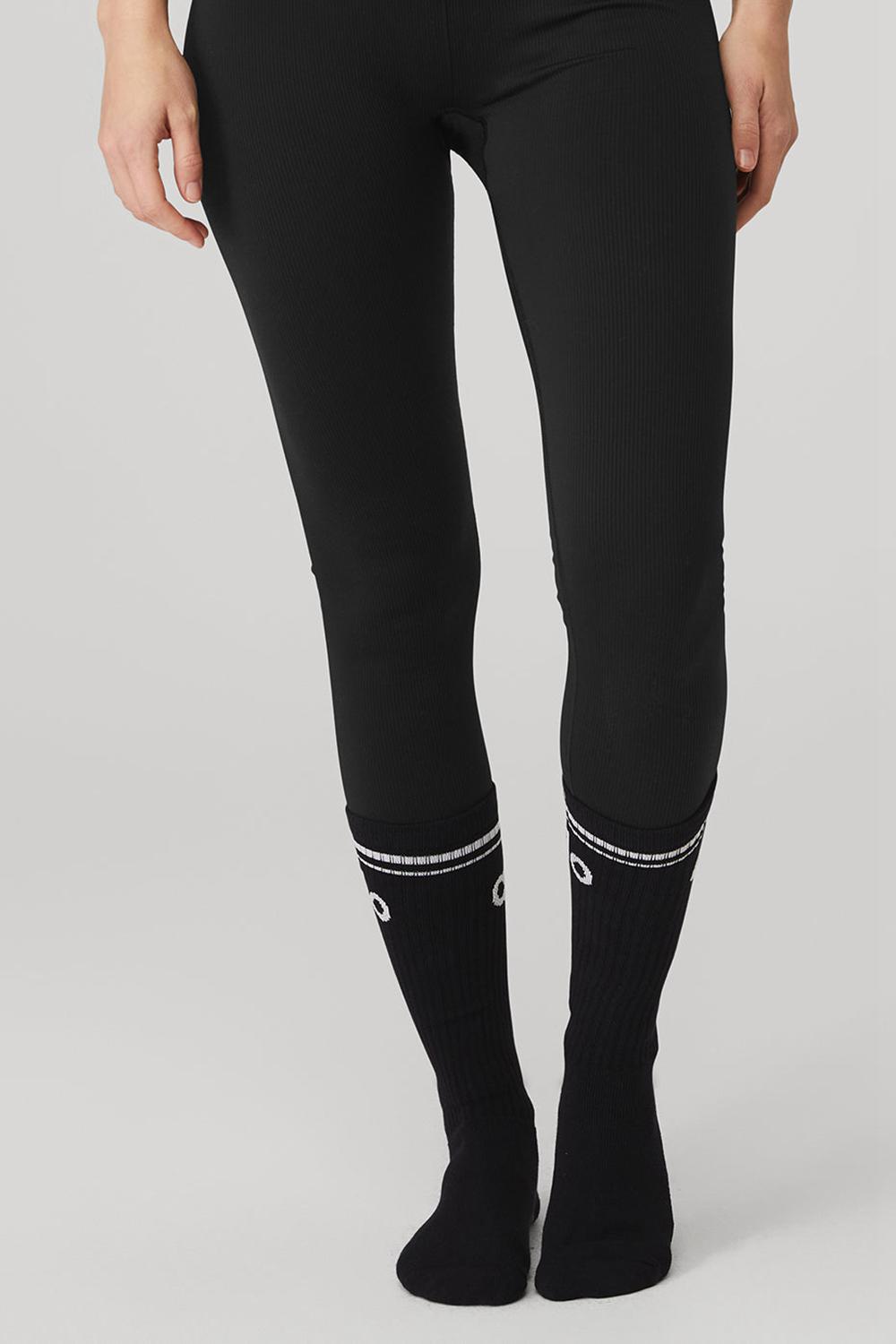 Black / White Women Alo Yoga Throwback Barre Sock | Australia  93648-ISVB