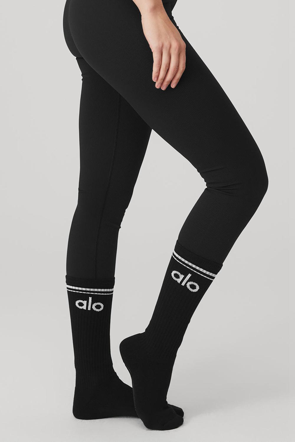 Black / White Women Alo Yoga Throwback Barre Sock | Australia  93648-ISVB