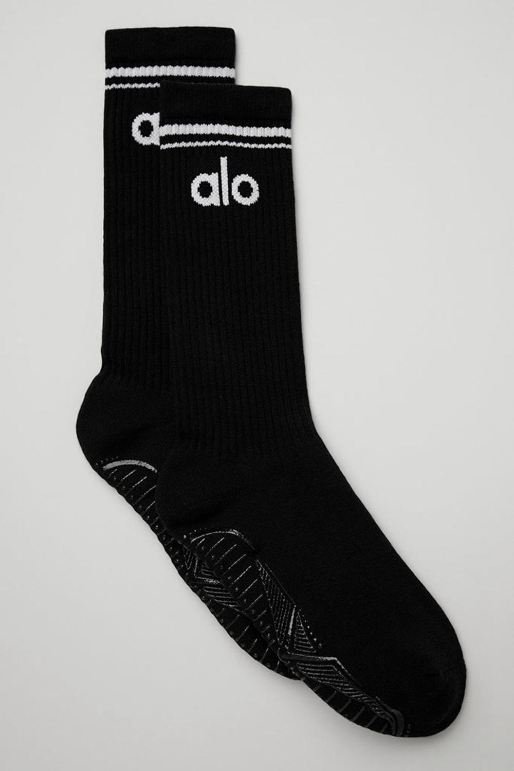 Black / White Women Alo Yoga Throwback Barre Sock | Australia  93648-ISVB