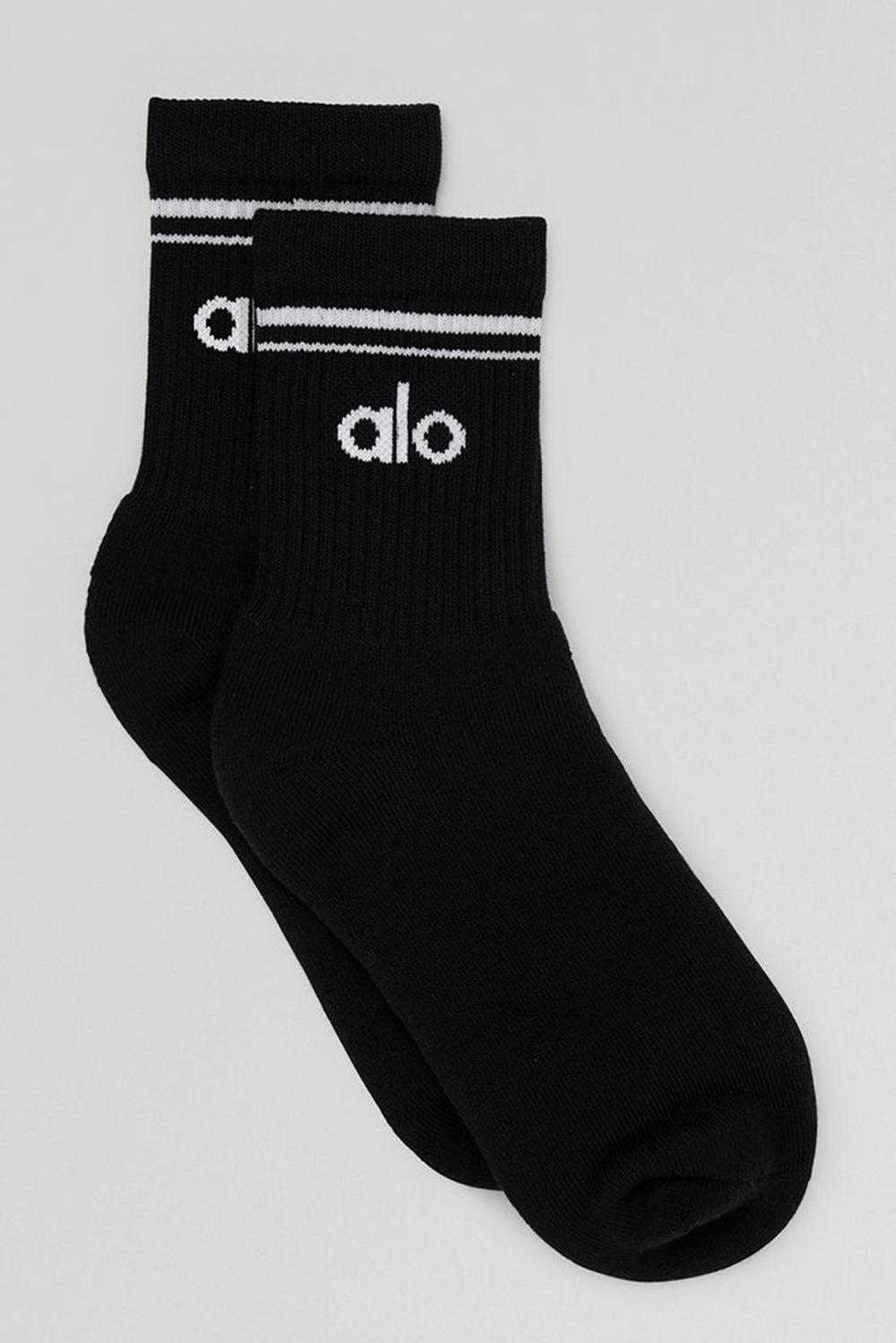 Black / White Women Alo Yoga Unisex Half-Crew Throwback Sock | Australia  57124-BIFK