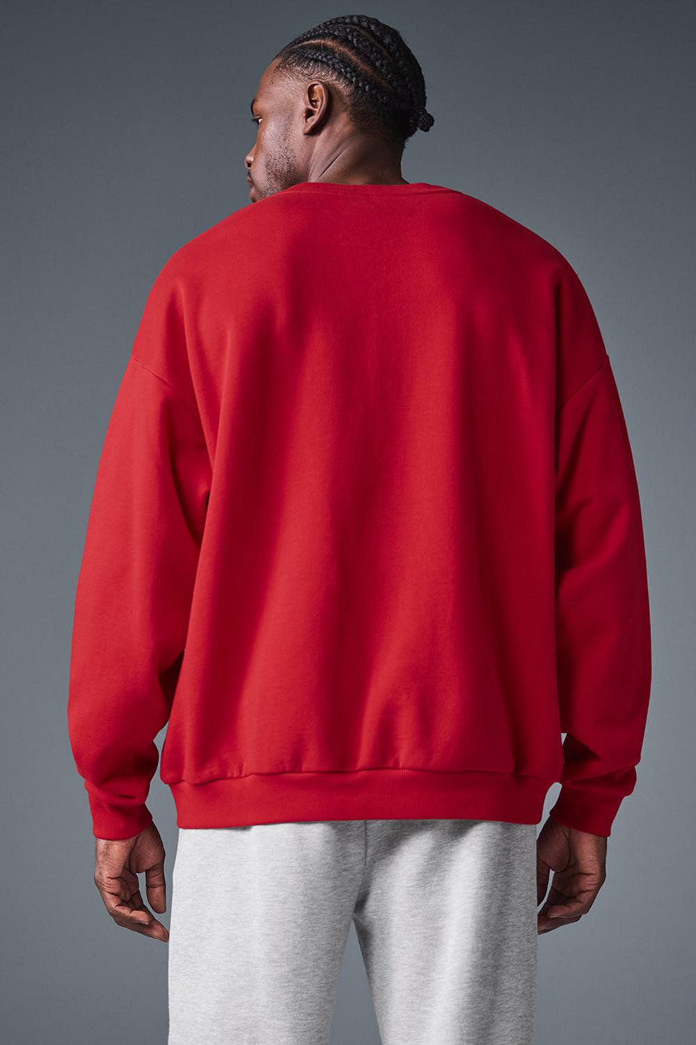 Bold Red Men Alo Yoga Accolade Crew Neck Pullover | Australia  52703-CYJI