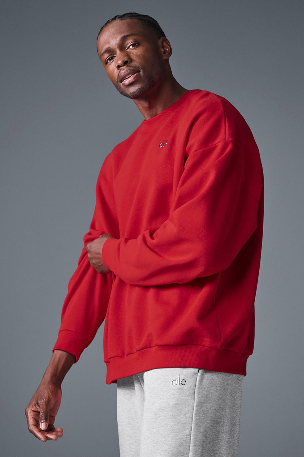 Bold Red Men Alo Yoga Accolade Crew Neck Pullover | Australia  52703-CYJI