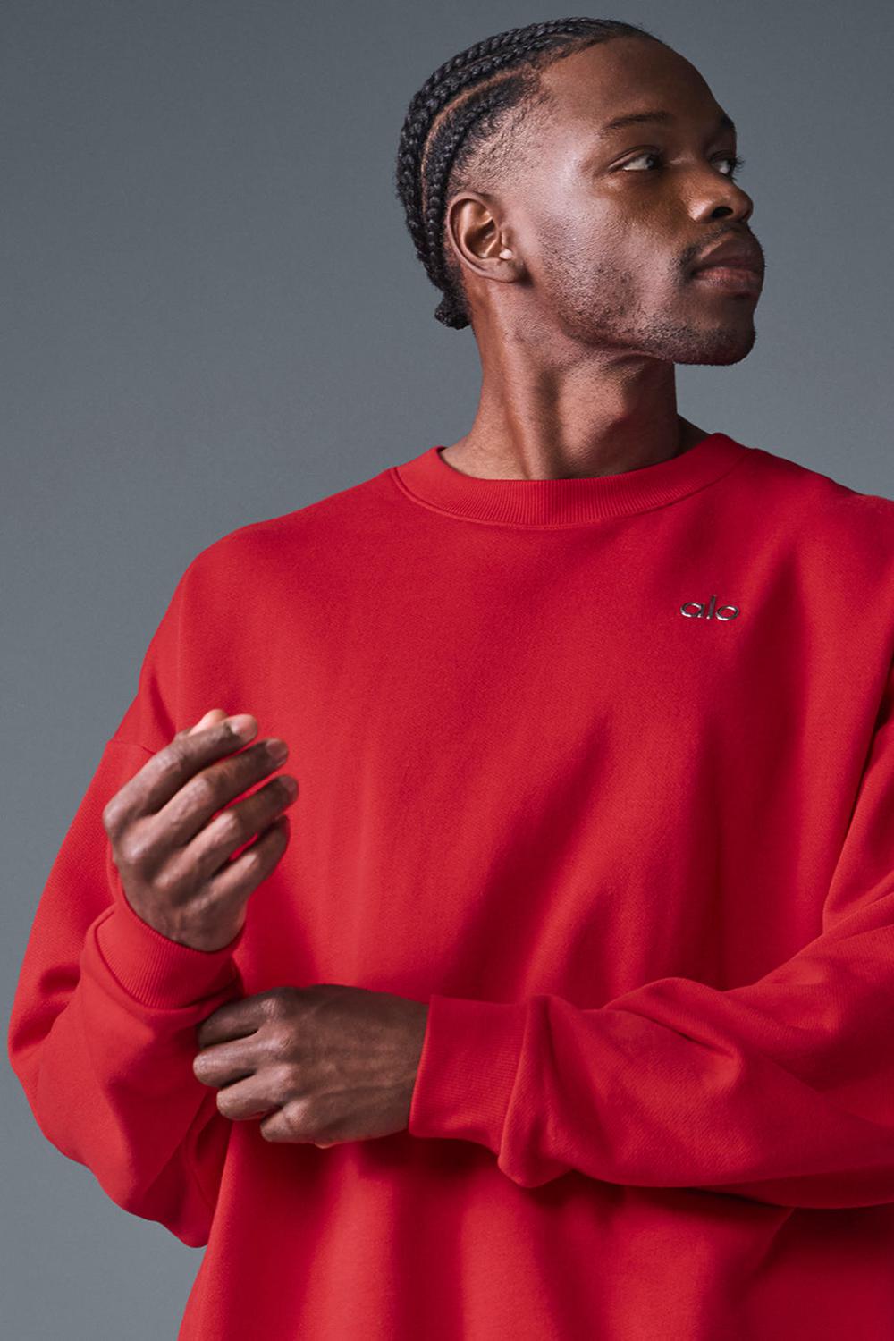 Bold Red Men Alo Yoga Accolade Crew Neck Pullover | Australia  52703-CYJI