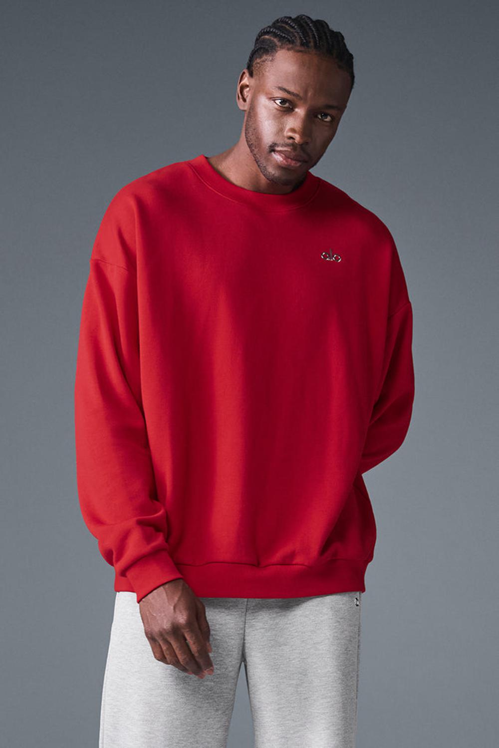 Bold Red Men Alo Yoga Accolade Crew Neck Pullover | Australia  52703-CYJI