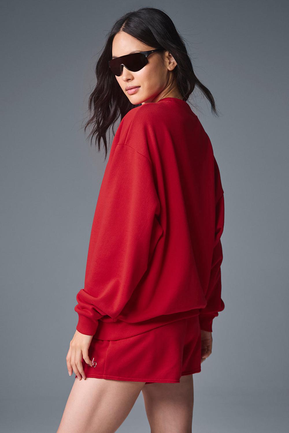 Bold Red Women Alo Yoga Accolade Crew Neck Pullover | Australia  40853-VSQU