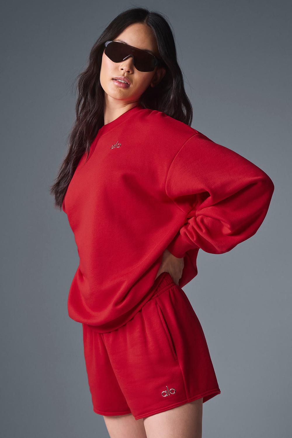Bold Red Women Alo Yoga Accolade Crew Neck Pullover | Australia  40853-VSQU