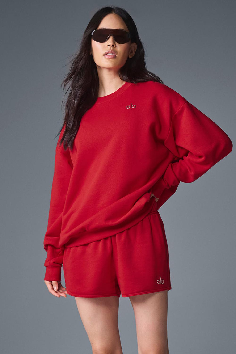 Bold Red Women Alo Yoga Accolade Crew Neck Pullover | Australia  40853-VSQU